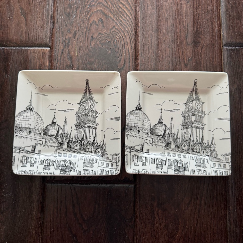 222 Fifth City Scenes - TWO Appetizer Plates London Big Ben